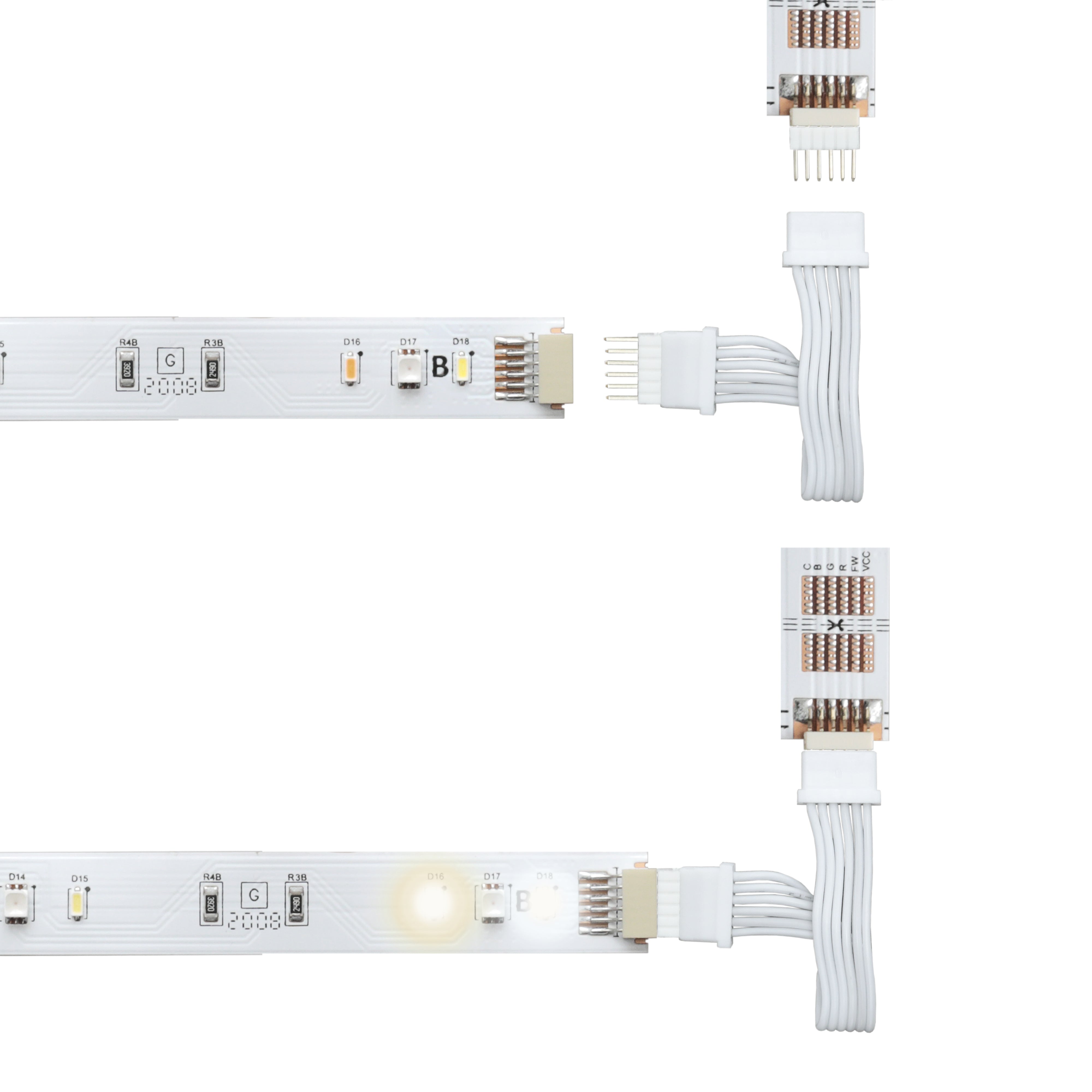 Litcessory Flexible Corner Connector/Extension Cable Compatible with  Philips Wiz LED Light Strips (2in, 4 Pack, White)